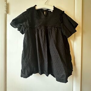 LC Lauren Conrad Black Ruffled Blouse with Puff Sleeves